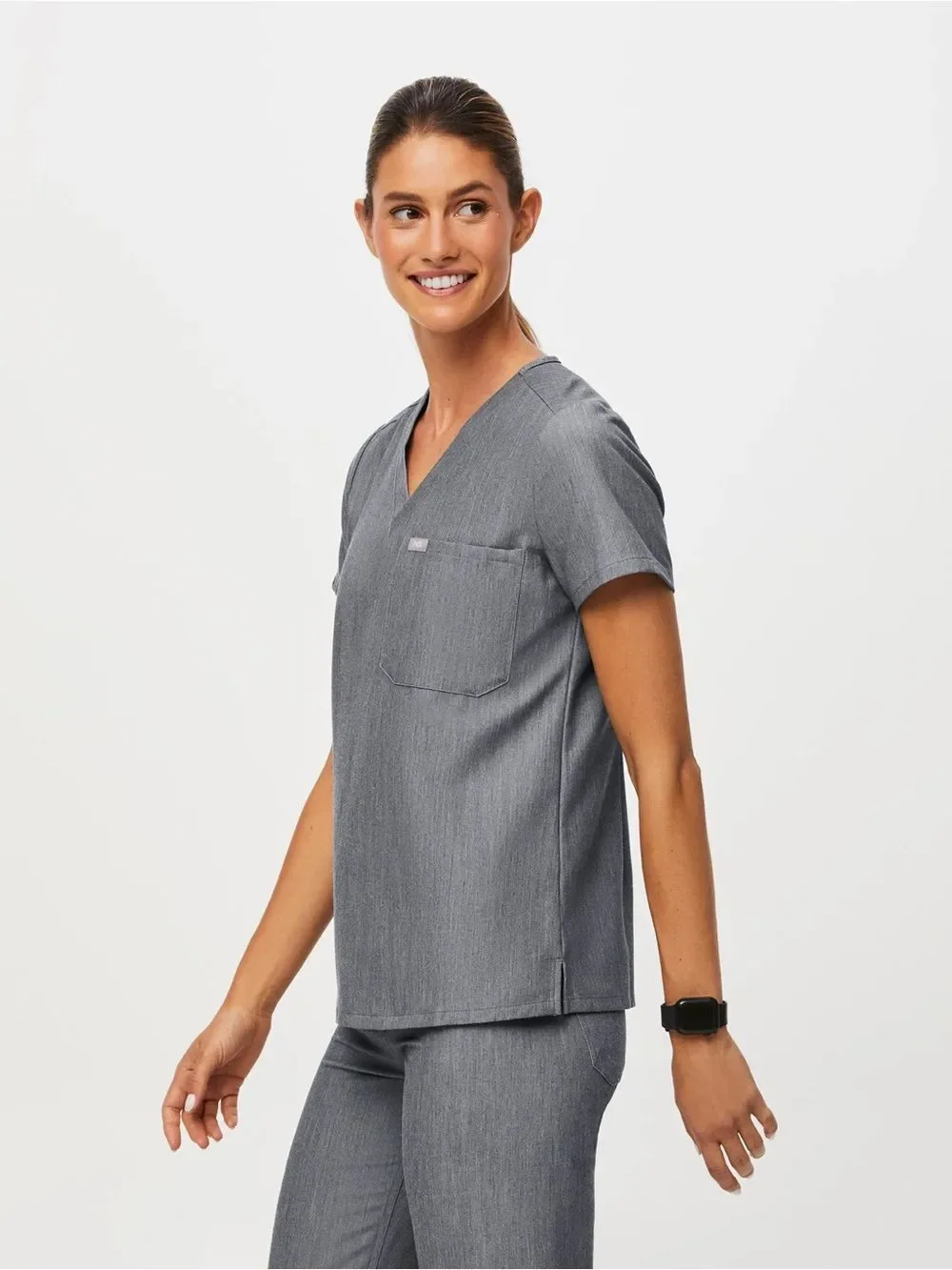 Figs Catarina Graphite Heather Gray Scrub Top Shirt Size XS